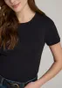Short Sleeve Crew Neck Ribbed T-Shirt for Tall Women in Black sold by American Tall