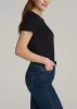 Short Sleeve Crew Neck Ribbed T-Shirt for Tall Women in Black sold by American Tall