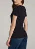 Short Sleeve Crew Neck Ribbed T-Shirt for Tall Women in Black sold by American Tall