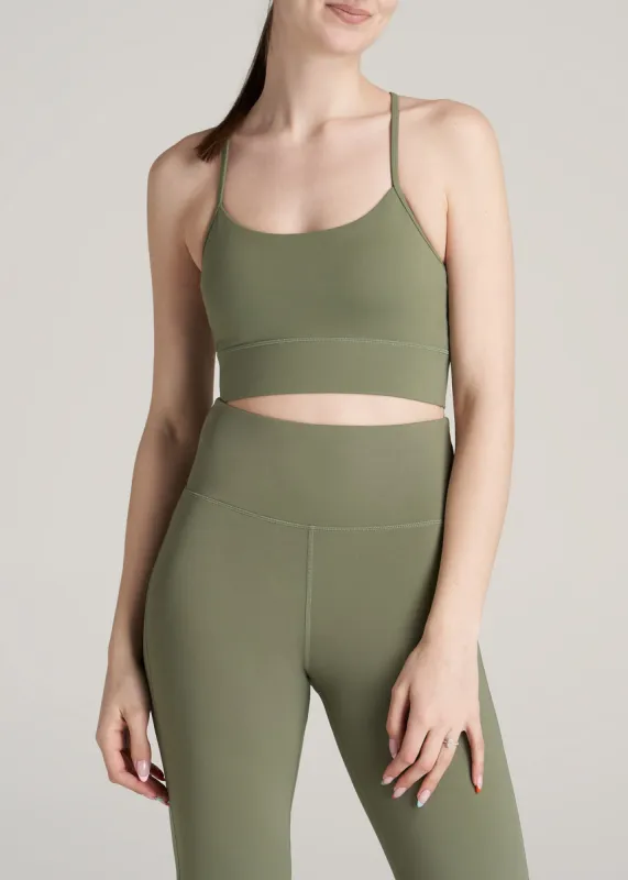 Racerback Women's Tall Sports Bra in Olive sold by American Tall