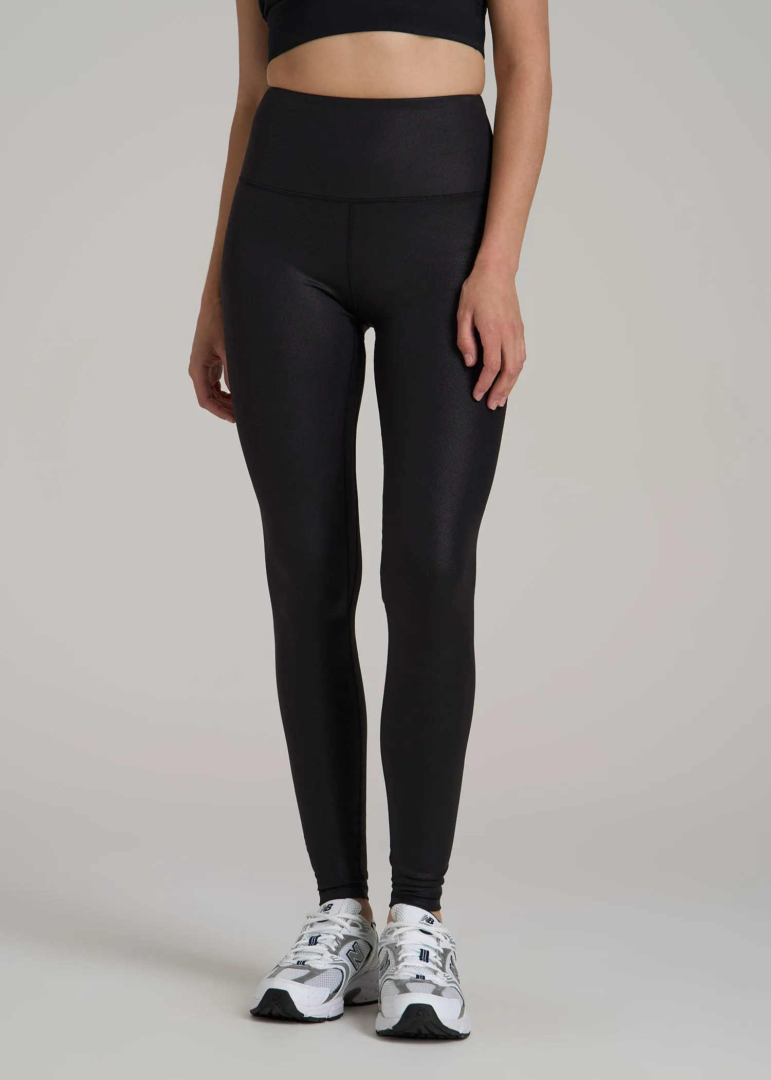 Balance High-Rise Leggings for Tall Women in Black Shine sold by American Tall