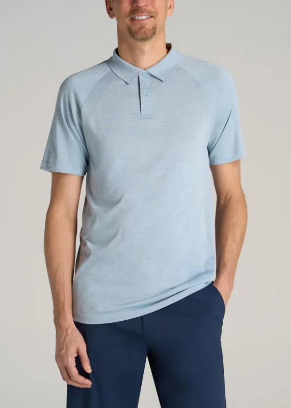 A.T. Performance: Raglan Men's Tall Polo Shirt in Light Blue Mix sold by American Tall