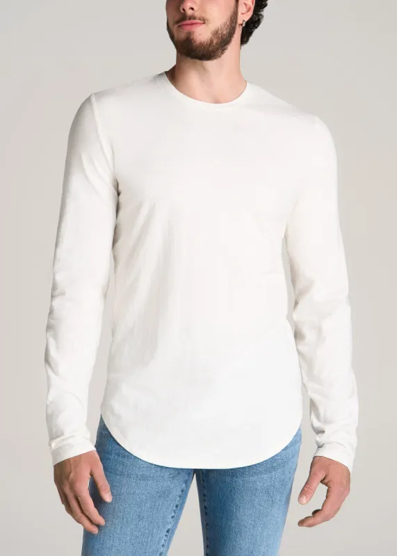Slub Long Sleeve Scoop Tall Men's Tee in Ecru sold by American Tall