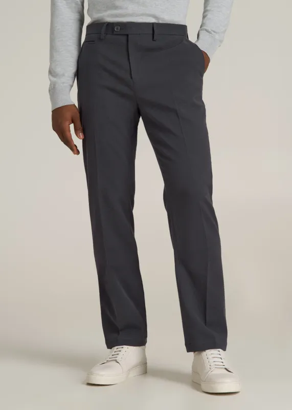 Textured Garment Washed Stretch Cotton Suit Pants for Tall Men in Iron Grey sold by American Tall