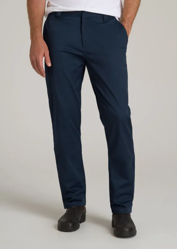 LJ&S Stretch Twill STRAIGHT-LEG Work Pants for Tall Men in Marine Blue sold by American Tall