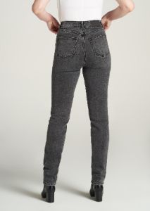 The Lola - Stretch Slim-Fit Tall High Waisted Jeans for Tall Women in Black Stone Wash sold by American Tall