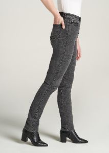 The Lola - Stretch Slim-Fit Tall High Waisted Jeans for Tall Women in Black Stone Wash sold by American Tall