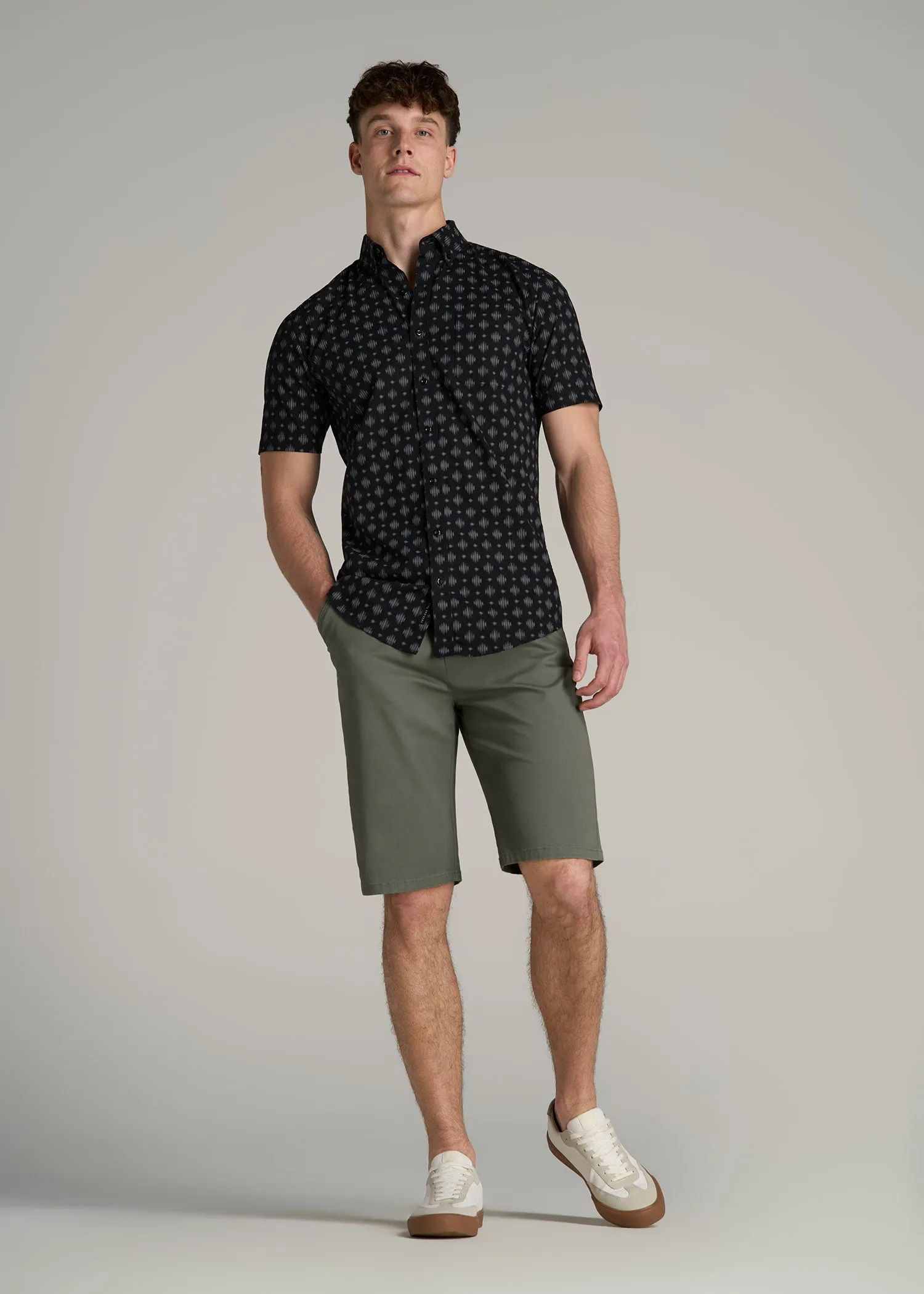 Short Sleeve Shirt for Tall Men in Black and Grey Crosshatch sold by American Tall product image thumbnail 4