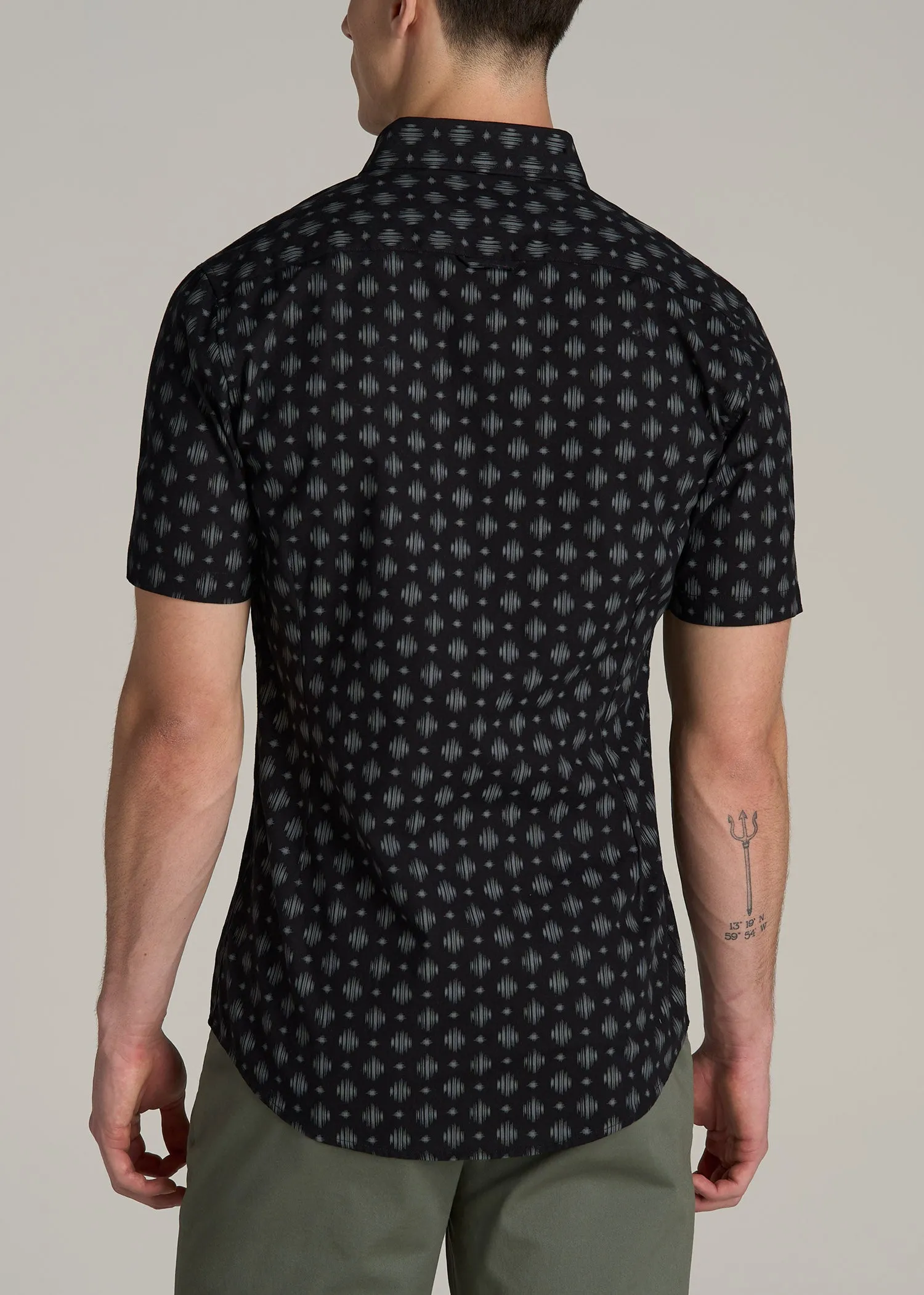 Short Sleeve Shirt for Tall Men in Black and Grey Crosshatch sold by American Tall product image thumbnail 5