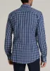 Oskar Button-Up Dress Shirt for Tall Men in Navy and Grey Grid sold by American Tall