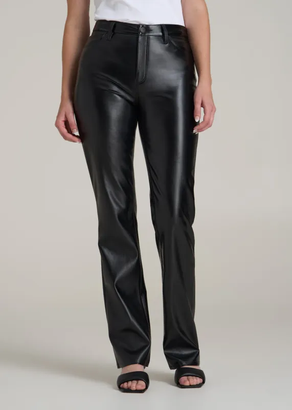 Faux Leather Straight Leg Pants for Tall Women in Black sold by American Tall