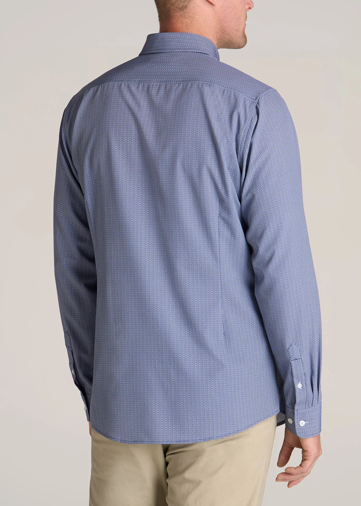 Traveler Stretch Dress Shirt for Tall Men in Navy and White Floral sold by American Tall product image thumbnail 4