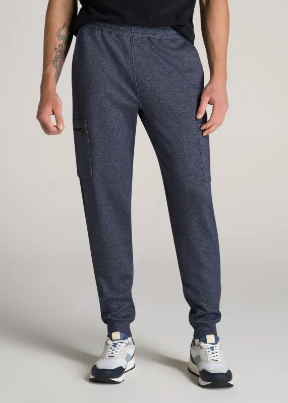 Utility Fleece Cargo Joggers for Tall Men in Evening Blue Mix sold by American Tall