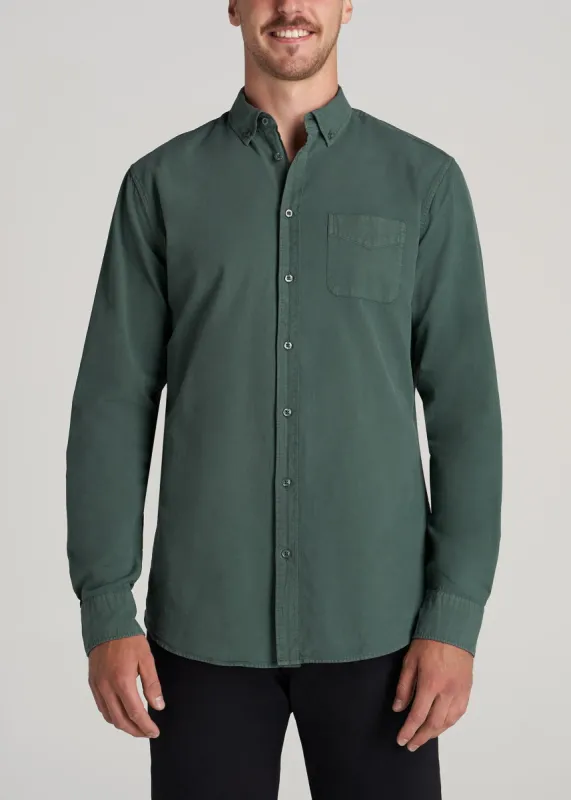 Washed Oxford Shirt for Tall Men in Timber Green sold by American Tall