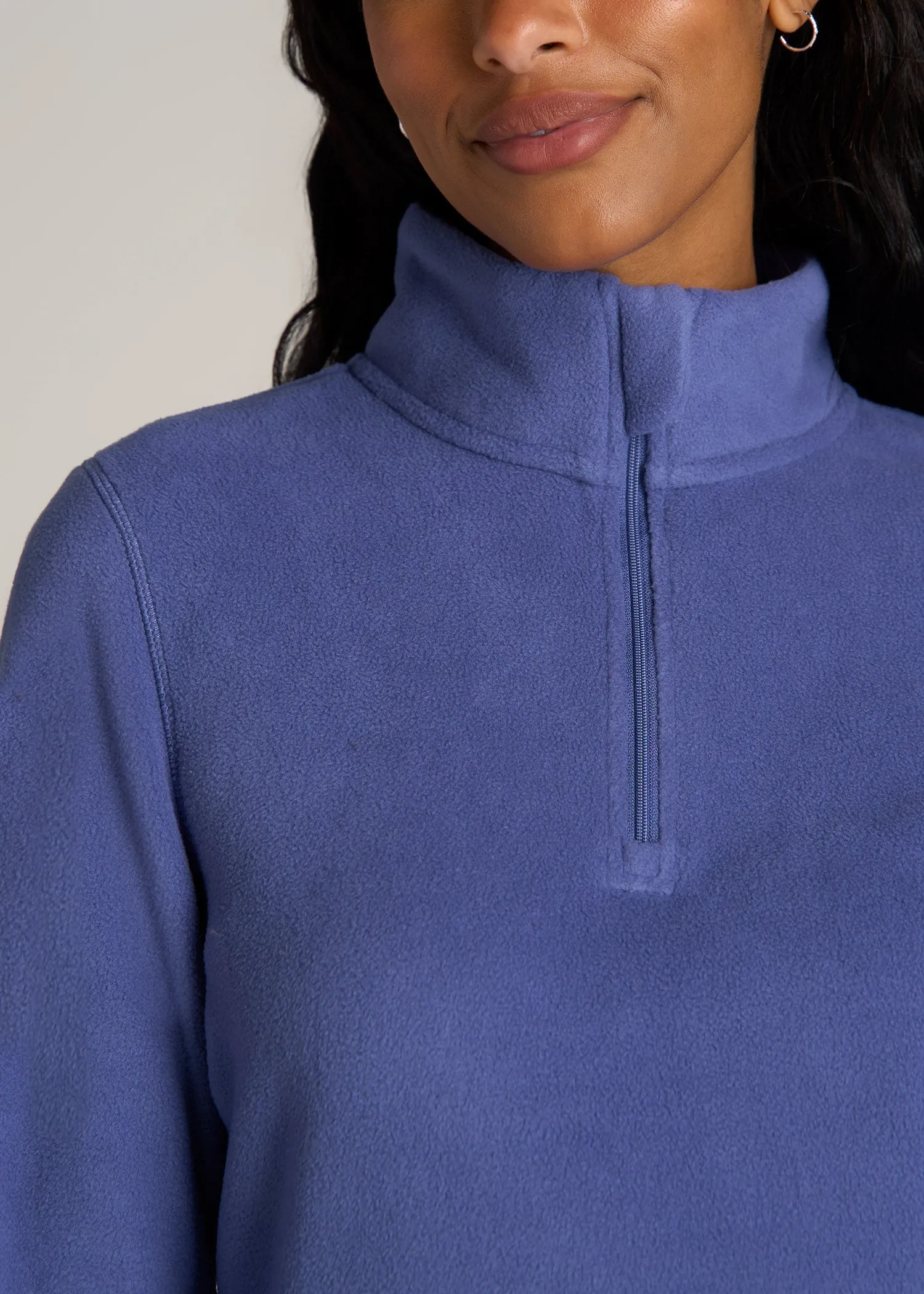 Half Zip Polar Fleece Pullover Sweater for Tall Women in Marlin Blue sold by American Tall product image thumbnail 2