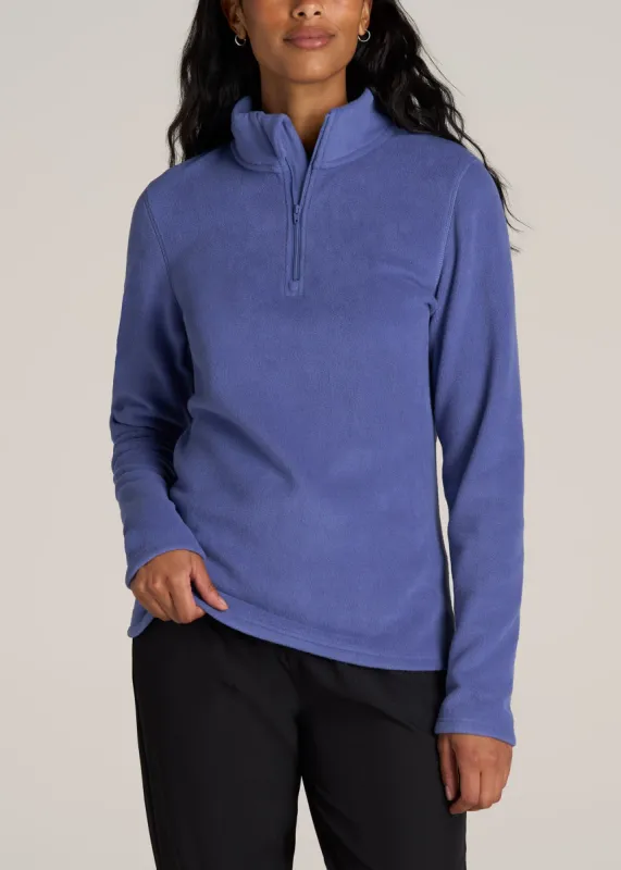 Half Zip Polar Fleece Pullover Sweater for Tall Women in Marlin Blue sold by American Tall