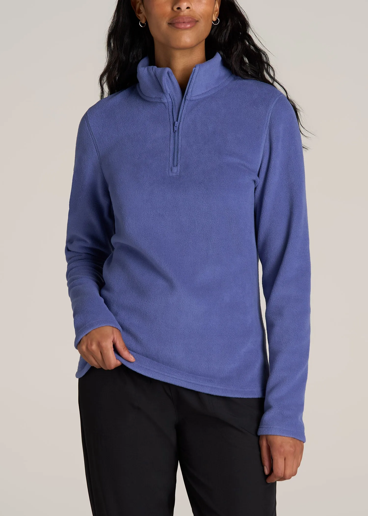 Half Zip Polar Fleece Pullover Sweater for Tall Women in Marlin Blue sold by American Tall