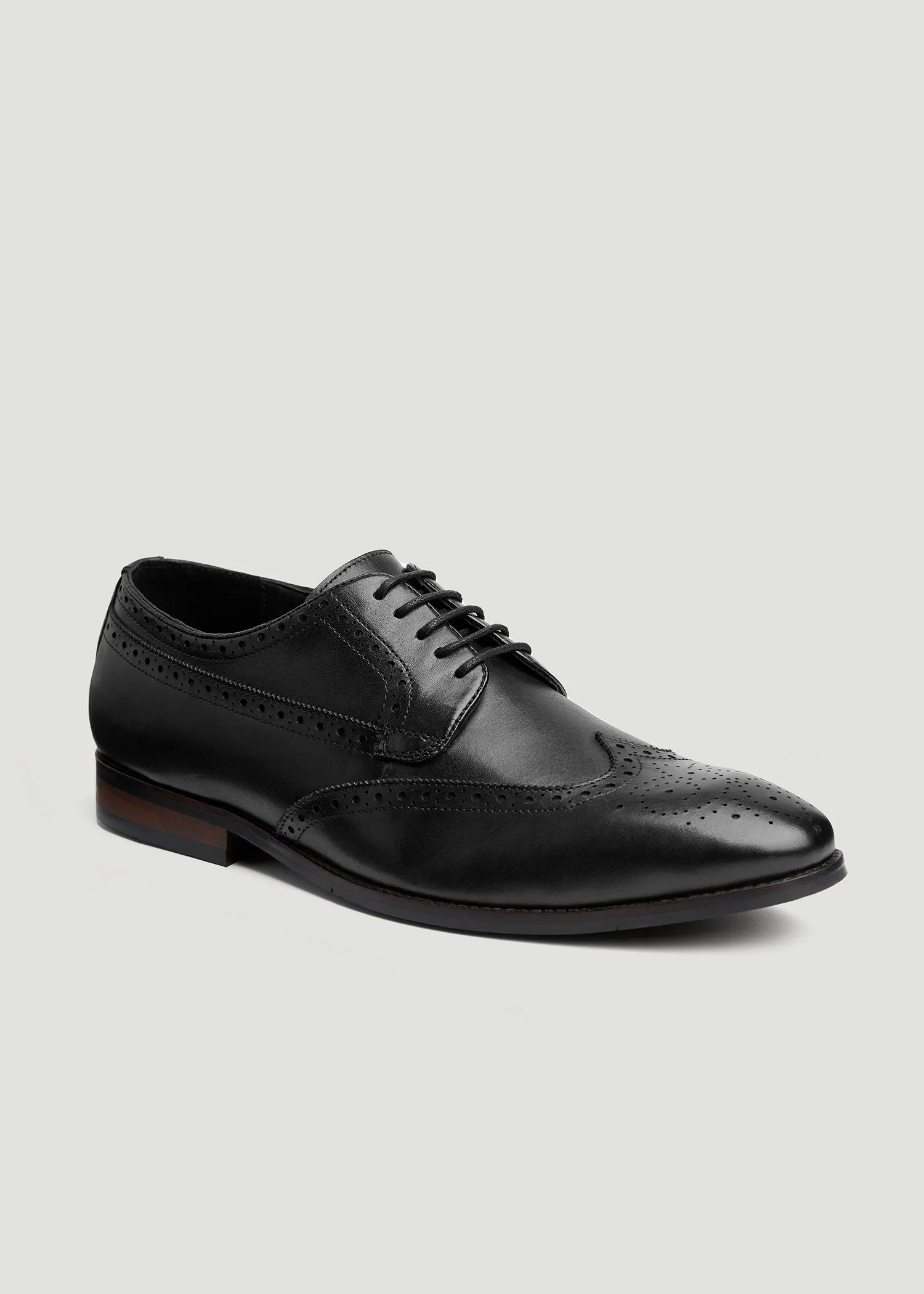 Leather Brogue Oxford Size 13 to 16 for Tall Men in Black sold by American Tall