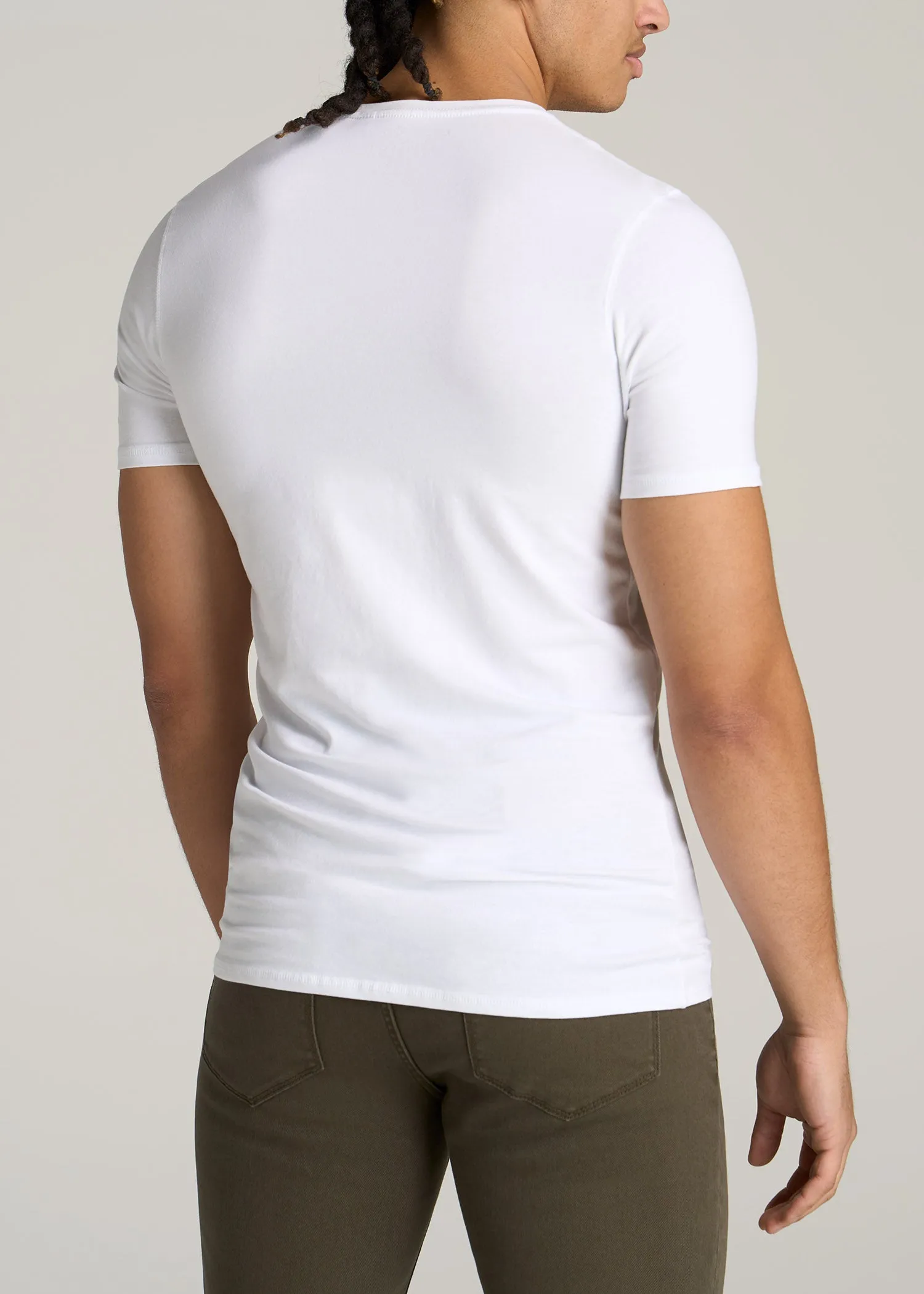 The Essential SLIM-FIT V-Neck Tee for Tall Men in White sold by American Tall product image thumbnail 5