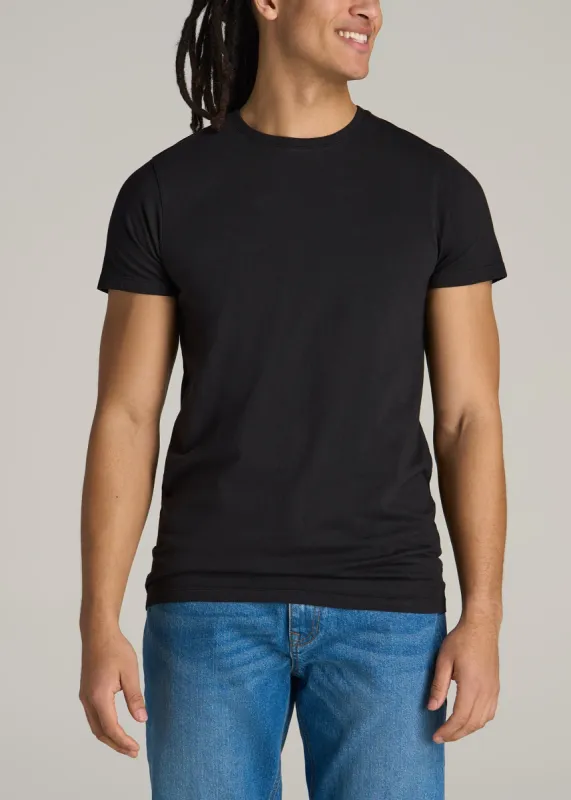 Modern Fit Garment Dyed Cotton T-Shirt for Tall Men in Black sold by American Tall