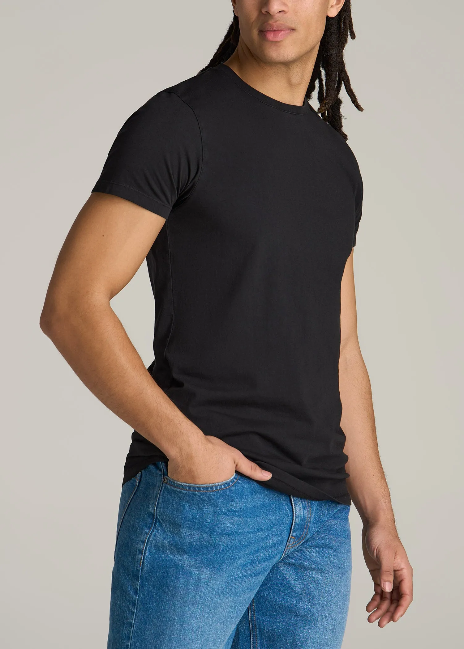 Modern Fit Garment Dyed Cotton T-Shirt for Tall Men in Black sold by American Tall product image thumbnail 3