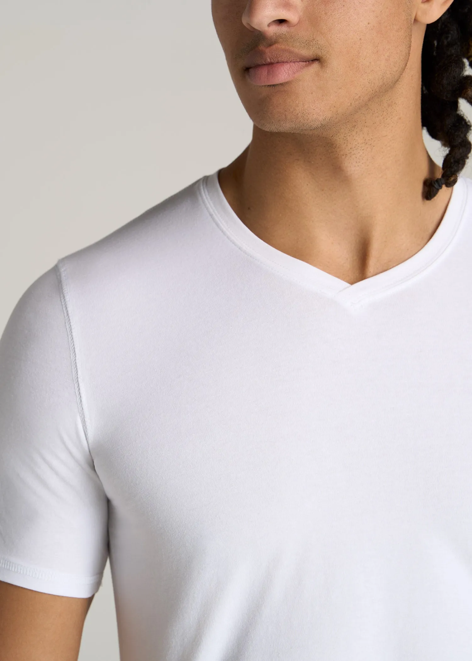 The Essential SLIM-FIT V-Neck Tee for Tall Men in White sold by American Tall product image thumbnail 2
