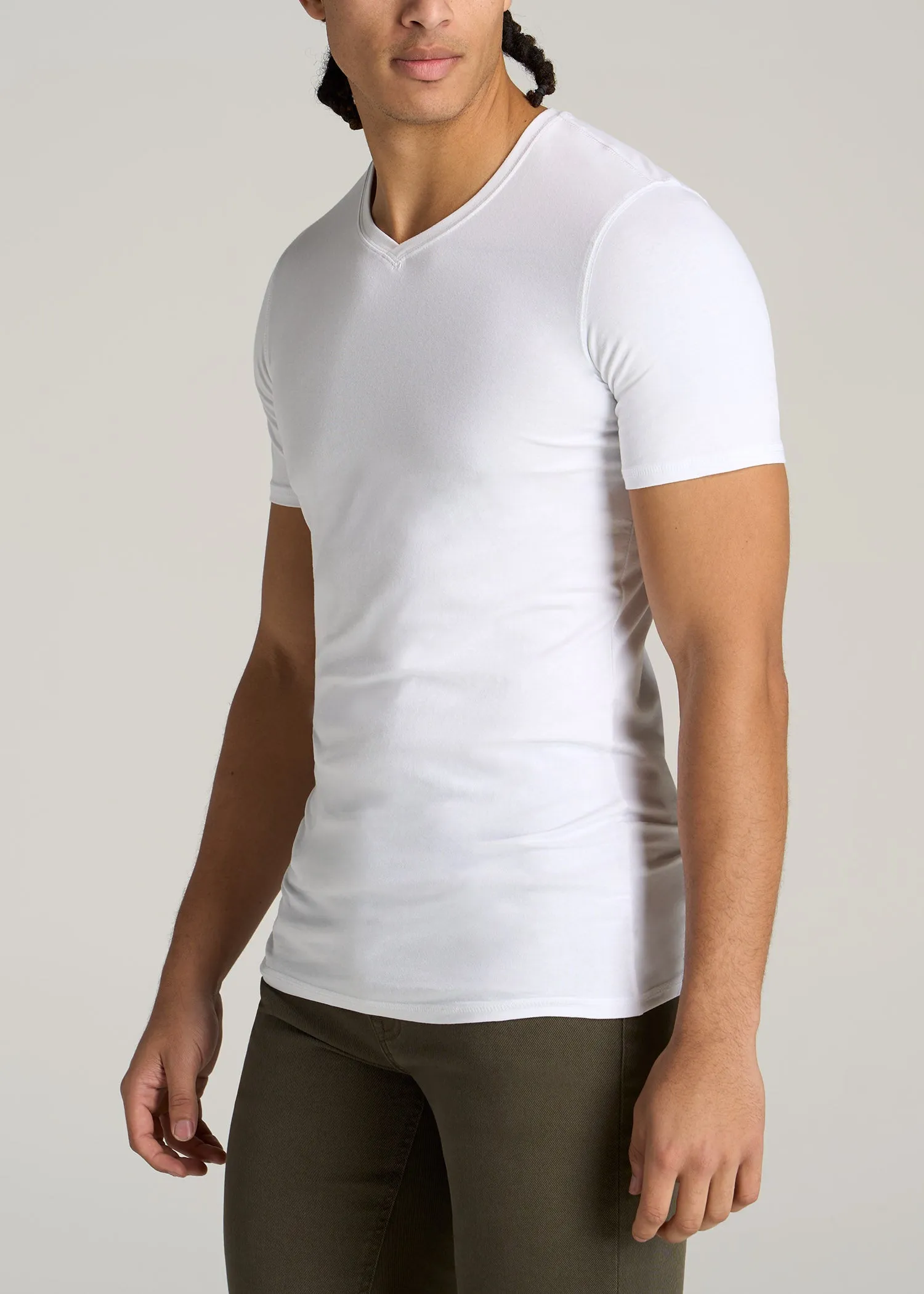 The Essential SLIM-FIT V-Neck Tee for Tall Men in White sold by American Tall product image thumbnail 3