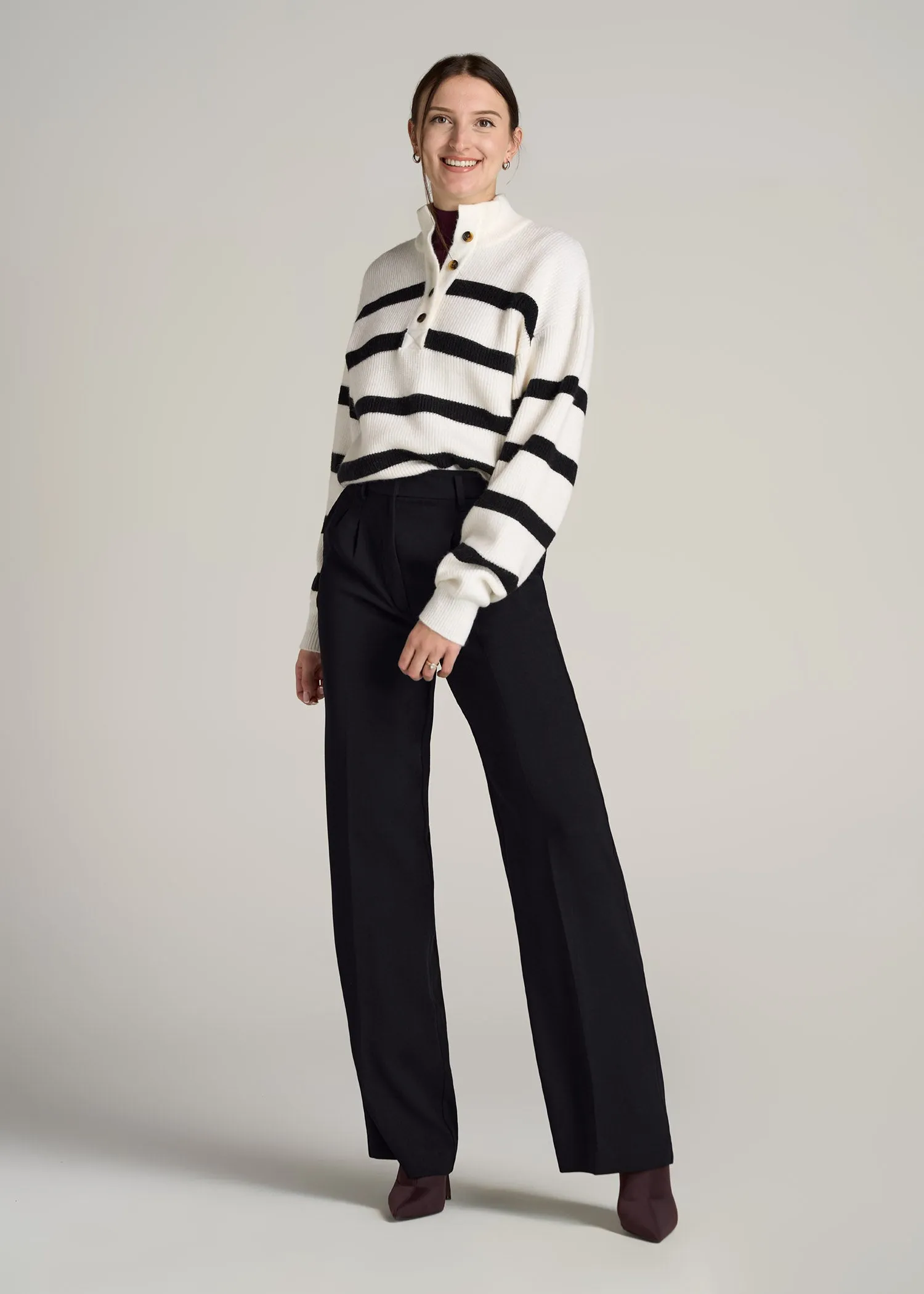 Pleated WIDE Leg Dress Pants for Tall Women in Black sold by American Tall product image thumbnail 4