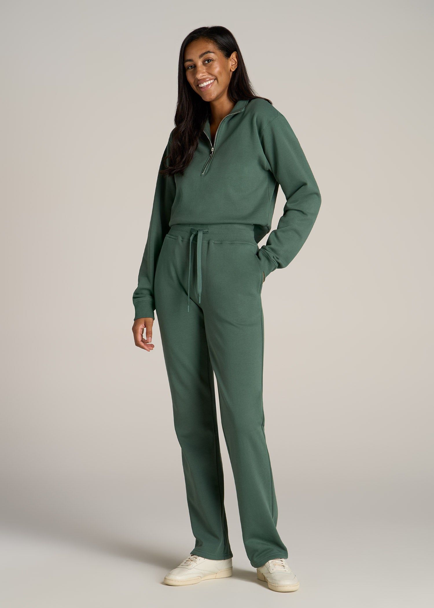 Wearever Fleece Open-Bottom Sweatpants for Tall Women in Fresh Sage sold by American Tall product image thumbnail 4