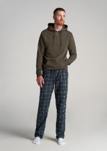 Plaid Pajama Pants for Tall Men in Green & Navy Plaid sold by American Tall