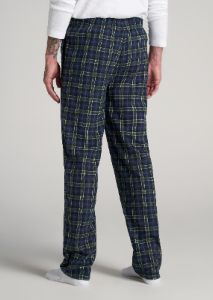 Plaid Pajama Pants for Tall Men in Green & Navy Plaid sold by American Tall