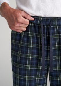 Plaid Pajama Pants for Tall Men in Green & Navy Plaid sold by American Tall