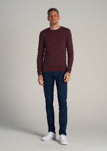 Everyday Crewneck Tall Men's Sweater in Burgundy Mix sold by American Tall