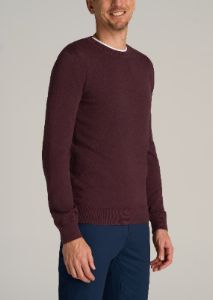 Everyday Crewneck Tall Men's Sweater in Burgundy Mix sold by American Tall