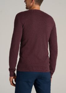 Everyday Crewneck Tall Men's Sweater in Burgundy Mix sold by American Tall