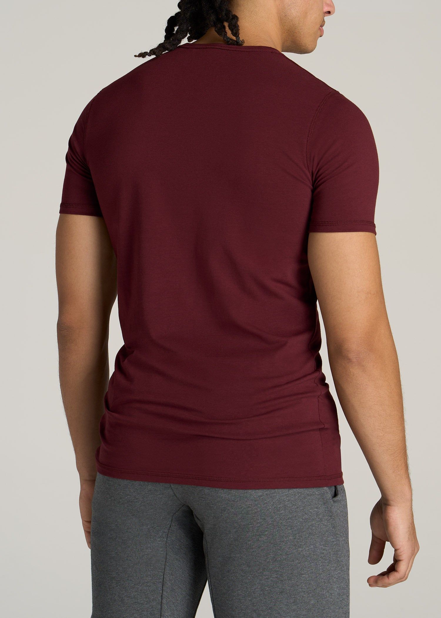 The Essential SLIM-FIT Crewneck Men's Tall Tees in Garnet Red sold by American Tall product image thumbnail 5