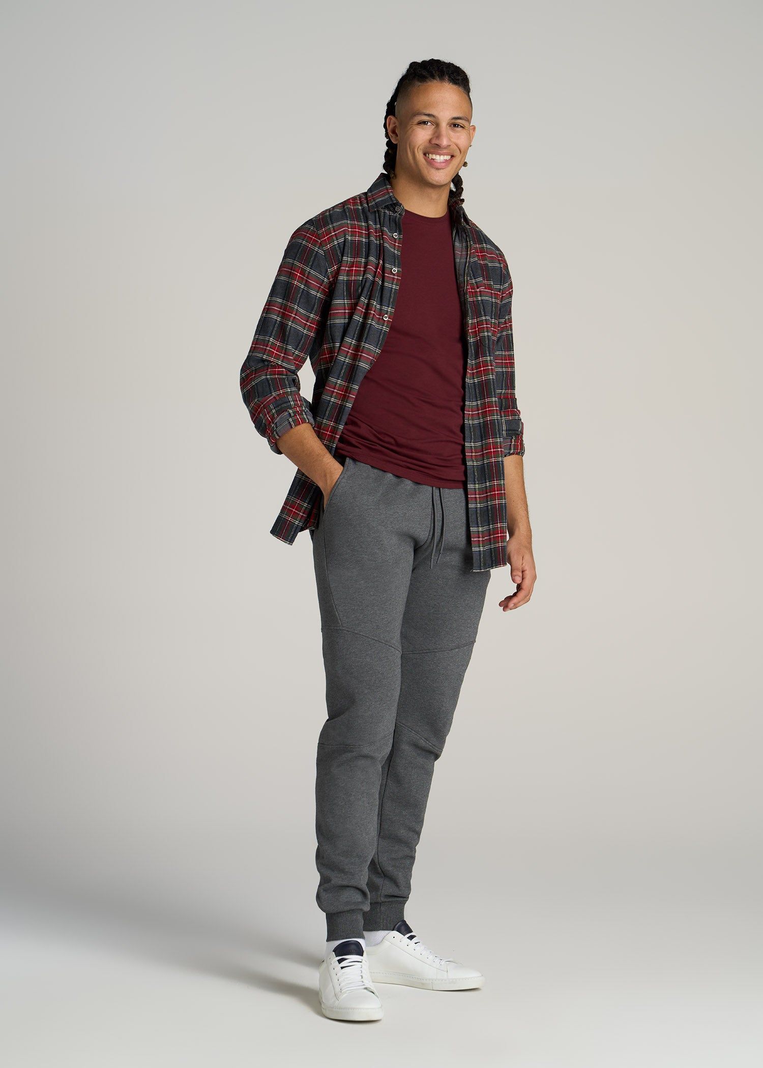 The Essential SLIM-FIT Crewneck Men's Tall Tees in Garnet Red sold by American Tall product image thumbnail 4