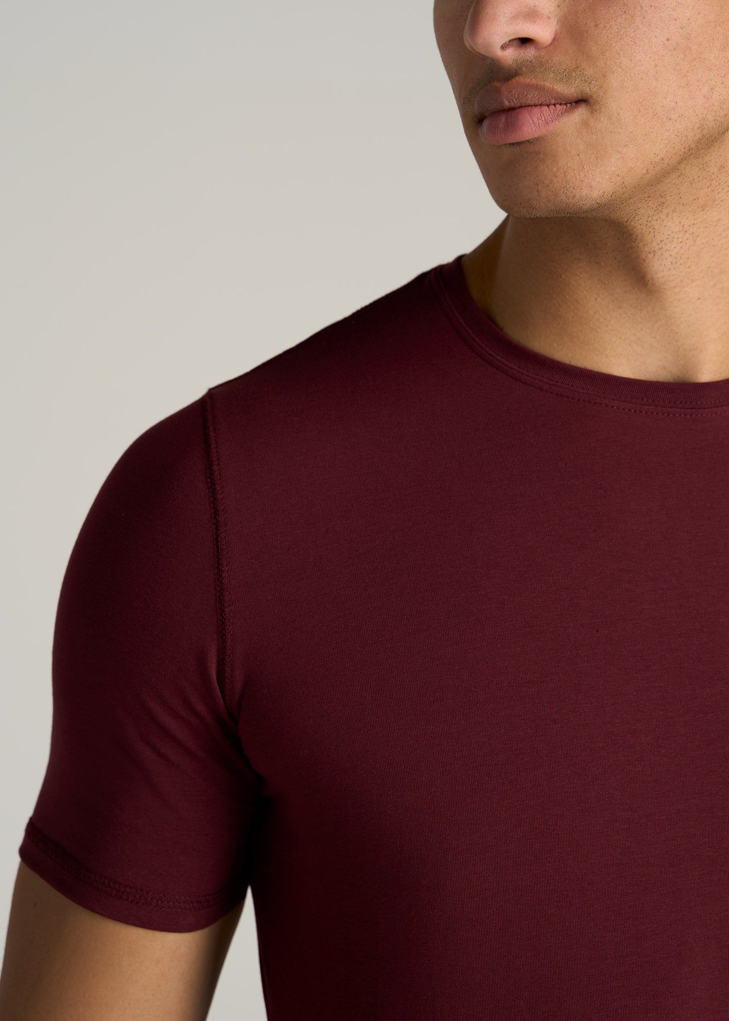 The Essential SLIM-FIT Crewneck Men's Tall Tees in Garnet Red sold by American Tall product image thumbnail 2