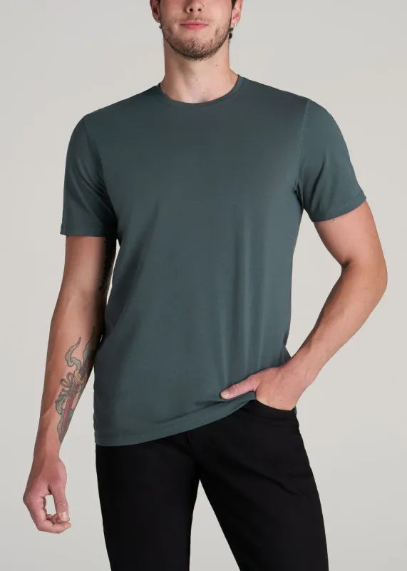 The Essential REGULAR-FIT Crew-Neck Men's Tall Tees in Dark Cyan sold by American Tall
