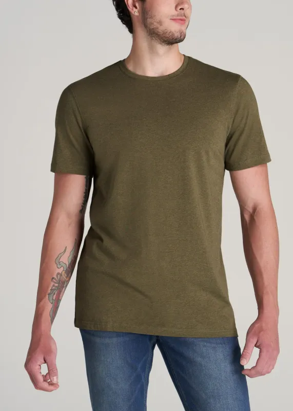 The Essential REGULAR-FIT Crew-Neck Men's Tall Tees in Olive Mix sold by American Tall