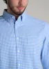 Washed Oxford Shirt for Tall Men in Light Blue Gingham sold by American Tall