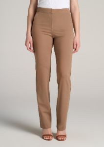 Slim Straight Leg Dress Pants for Tall Women in Fawn sold by American Tall