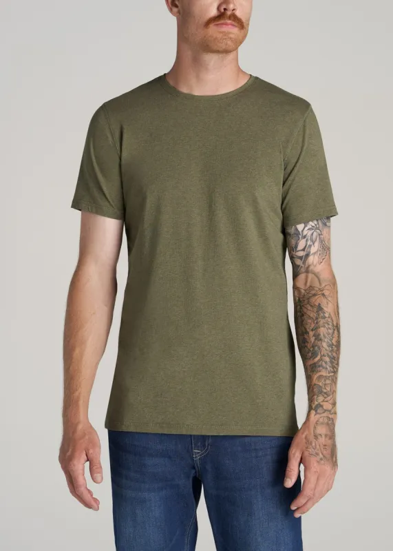 The Essential SLIM-FIT Crewneck Men's Tall Tees in Olive Mix sold by American Tall