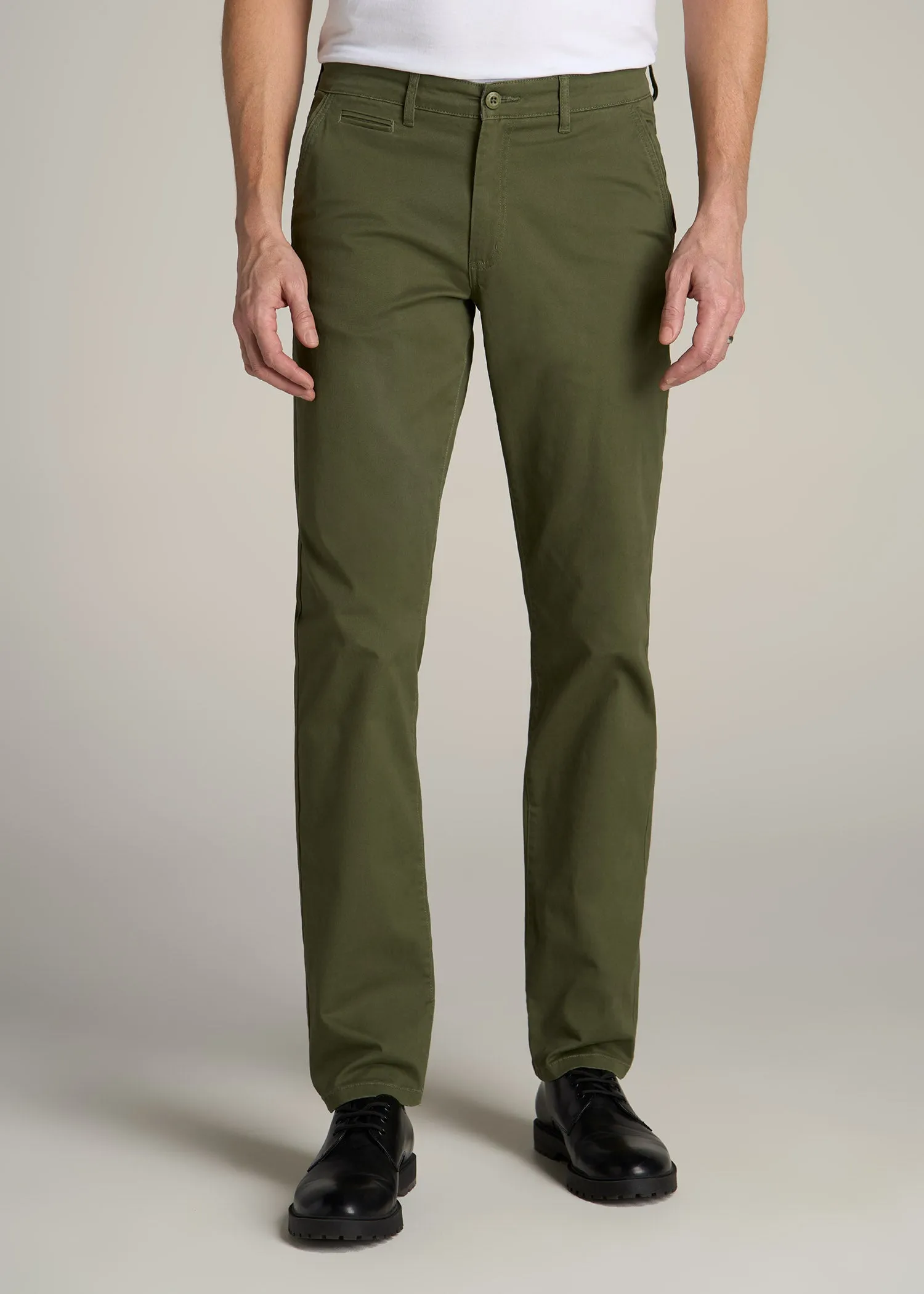 Carman TAPERED Chinos for Tall Men in Bright Olive sold by American Tall