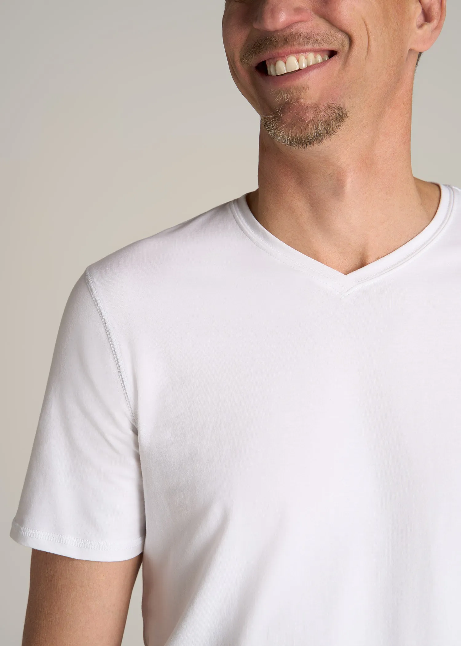 The Essential REGULAR-FIT V-Neck Men's Tall Tees in White sold by American Tall product image thumbnail 2