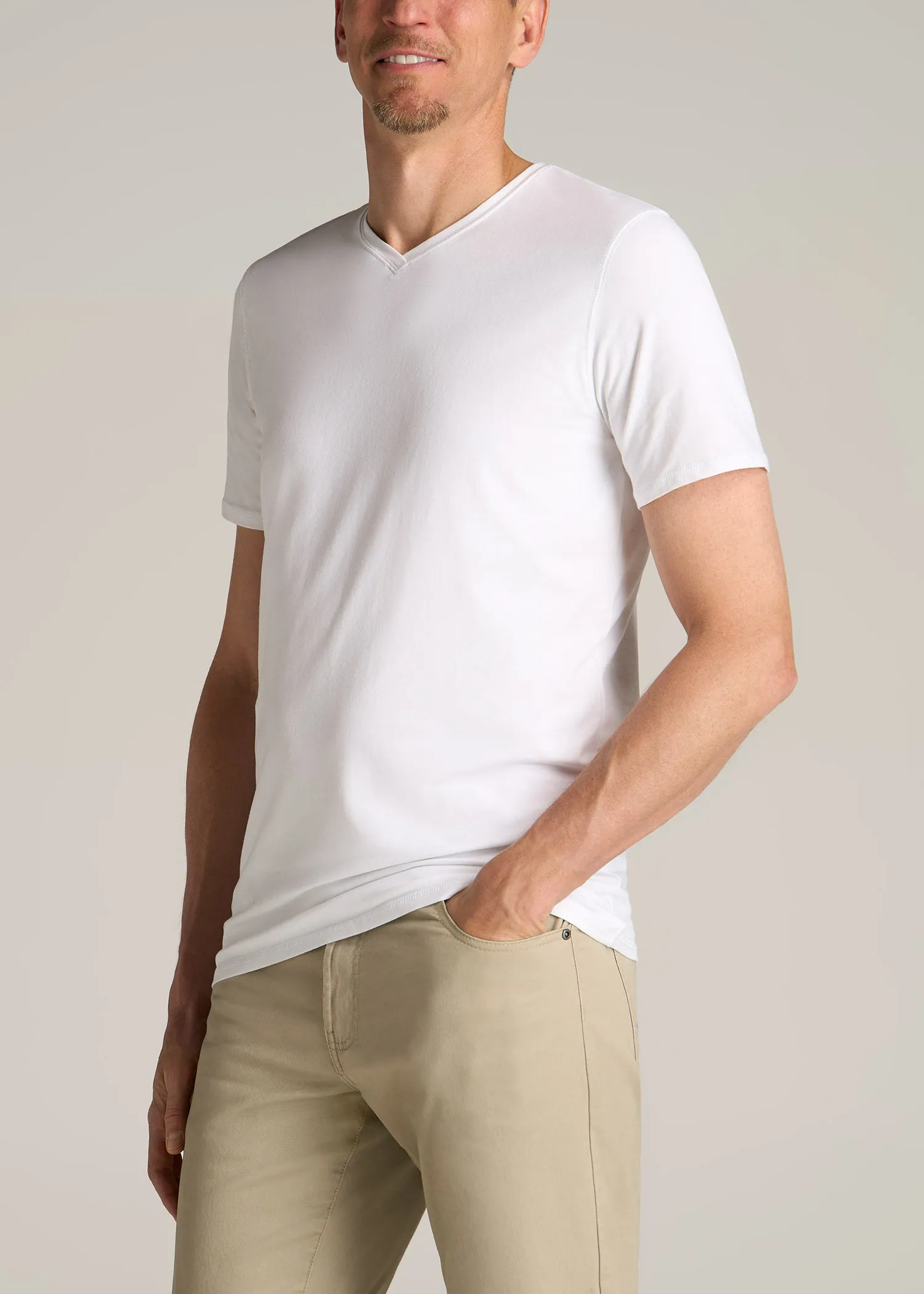 The Essential REGULAR-FIT V-Neck Men's Tall Tees in White sold by American Tall product image thumbnail 3