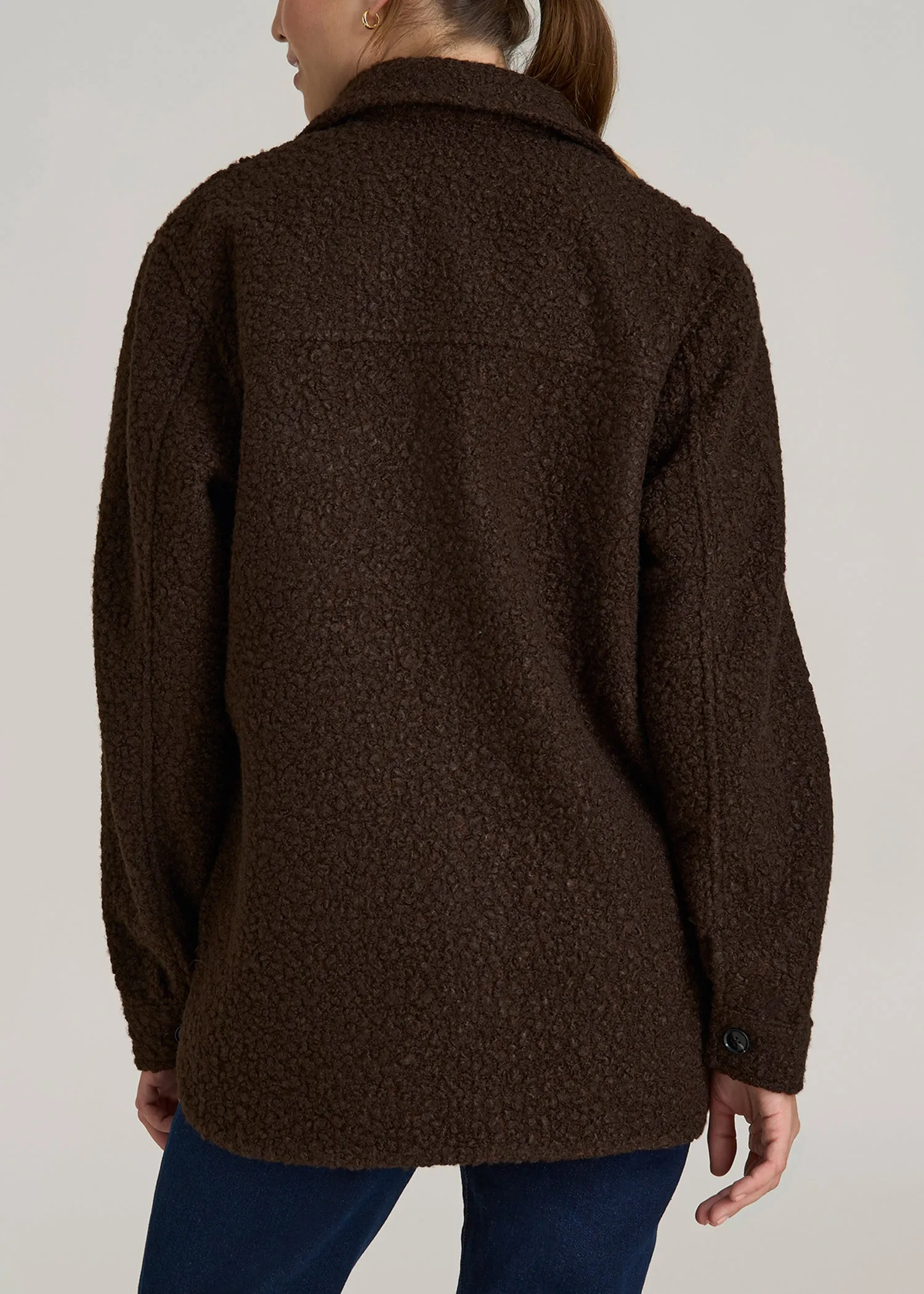 Relaxed Boucle Shacket for Tall Women in Espresso sold by American Tall product image thumbnail 5