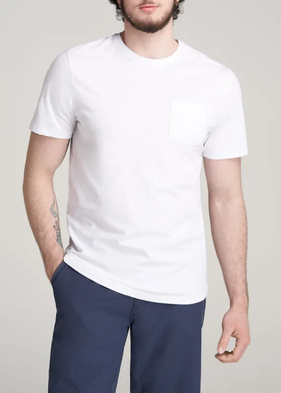 Everyday Pocket REGULAR FIT T-Shirt for Tall Men in White sold by American Tall