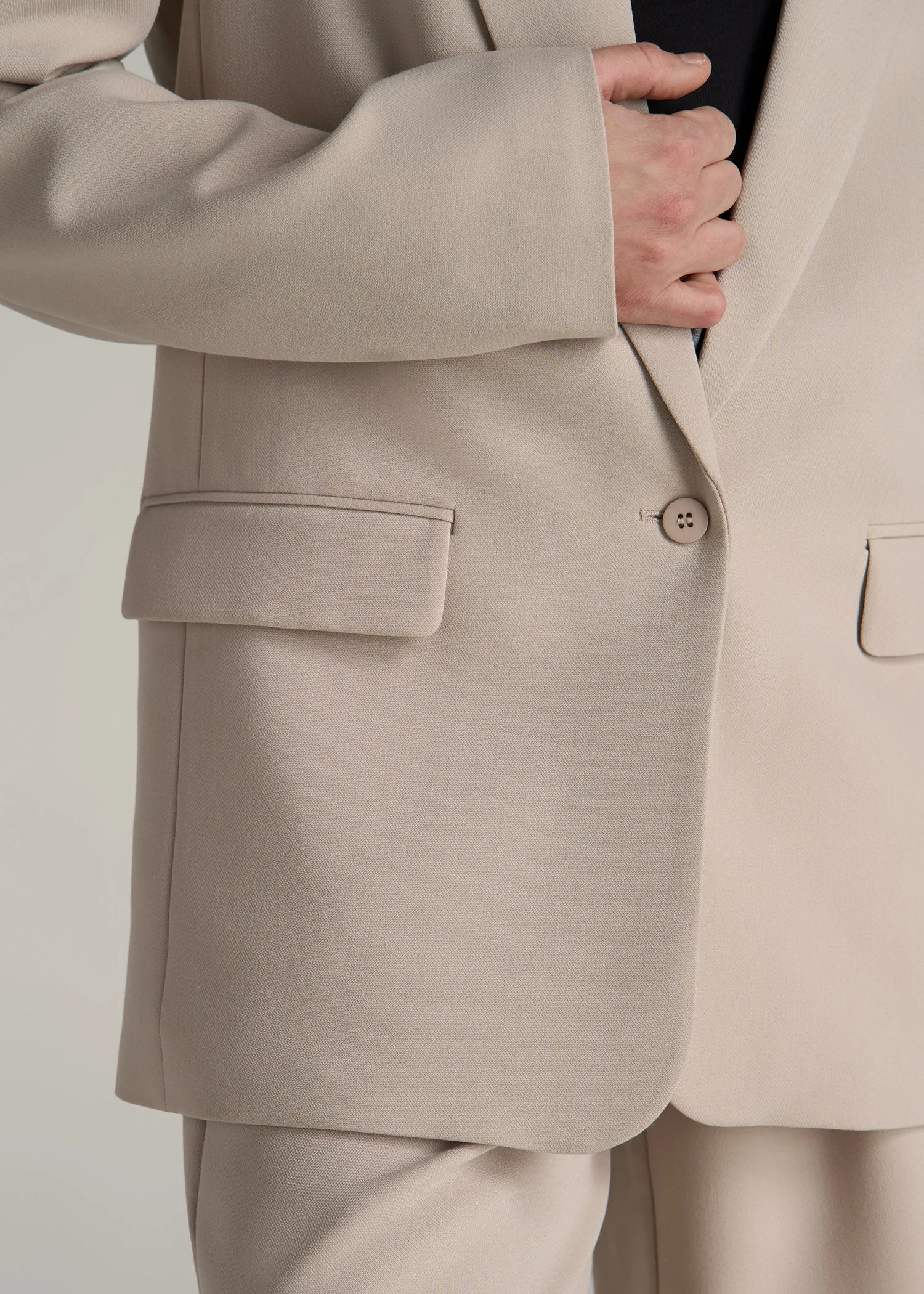 Boyfriend Fit Single-Button Blazer for Tall Women in Light Taupe sold by American Tall product image thumbnail 2