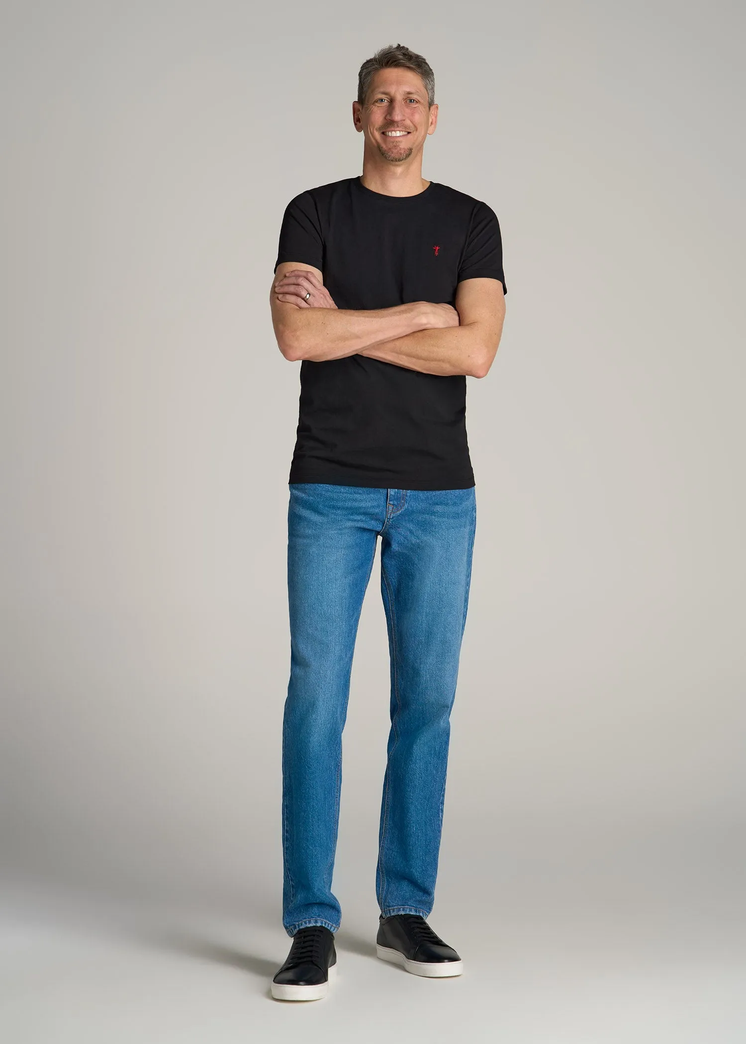 MODERN-FIT Embroidered Logo Crewneck T-Shirt for Tall Men in Black sold by American Tall product image thumbnail 4